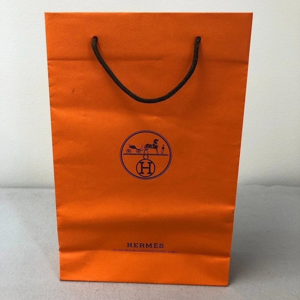 Hermes Authentic Orange Gift Paper Shopping Bag Medium Rectangle 16.5x11x4